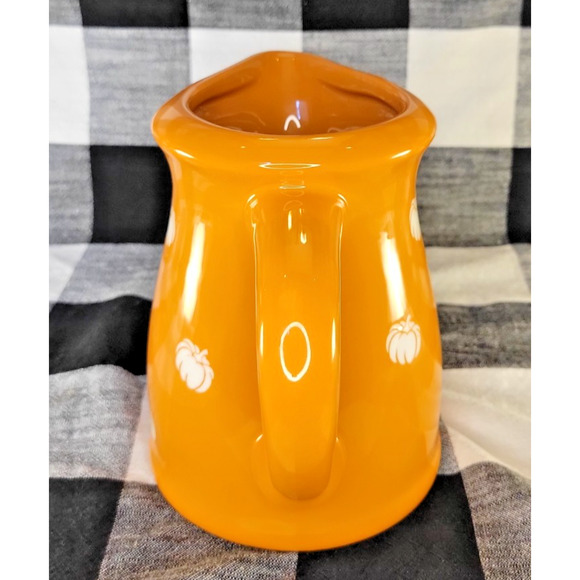 Terramoto Ceramic Pitcher Orange White Pumpkins Autumn Halloween Fall 44oz - Picture 4 of 9